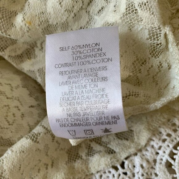 Miss Me Lace Crochet Size Small Top Ivory White Short Sleeve Blouse - Picture 11 of 11